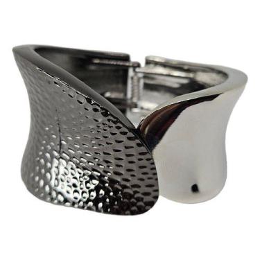 Imagem de Bracelete Bicolor Preto Prata Feminino Design Moderno - Bellavie