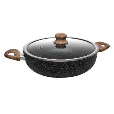 Imagem de WOLFF - Wok de Indução com Tampa de Vidro 28cm Granilite Preta Alumínio com Revestimento Cerâmico 3,8L