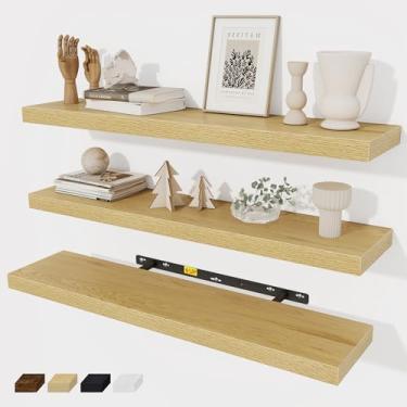 Imagem de Prateleiras flutuantes de parede 76 cm de comprimento, prateleiras de banheiro de madeira rústica 76 cm, decoração de casa de fazenda, cozinha, sala de estar, quarto, prateleiras montadas na parede