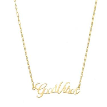Imagem de Colar feminino good vibes folheado à ouro 18k - PIUKA, DOURADO, 6 Mese