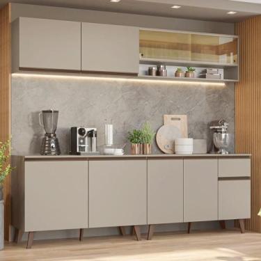 Imagem de Armário de Cozinha Completa 240 cm Crema Nice Madesa 03, Crema