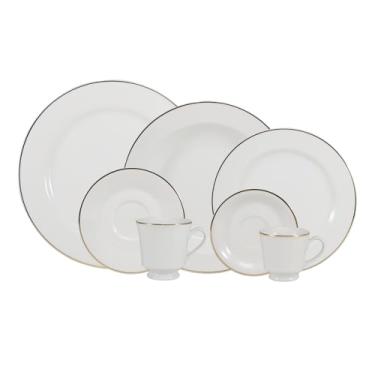Imagem de Serviço de Jantar, Chá e Café 42 Peças em Porcelana, Modelo Itamaraty, Redondo, Decoração Filete Ouro, Filete em Ouro, Porcelana Schmidt