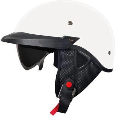 Imagem de Capacete Aberto Alemão Vintage Motocicleta Retro Meio Capacete Ece Aprovado Com Protetor Solar Boné De Beisebol Capacete Adulto Homens Mulheres Boné Crânio Para Scooter Ciclomotor, 6, XL