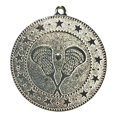 Imagem de Express Medals Prêmio Troféu Medalhas de Lacrosse Prata com Fitas de Pescoço - (pacote com 10)