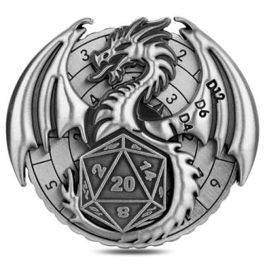 Imagem de Spinner DND Dice Set, 7-in-1 Fingertip Gyro Metallic DND Dice, DND Starter Set, Dragon Dice Spinner for DND Dice Set, D&D Gifts with Gift Box, Role Playing Game Board Game Accessories, Dark Silver