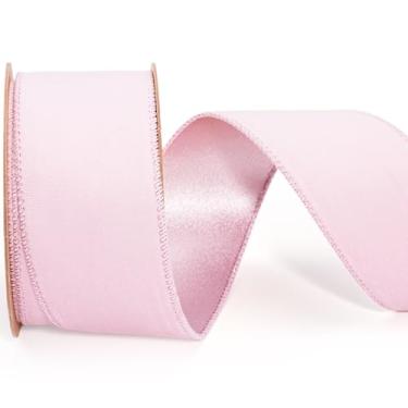 Imagem de LaRibbons Fita de veludo rosa reversível com fio 6 cm x 10 metros, fita com fio para árvore de Natal, embrulho de presente, laço de guirlanda, decoração ao ar livre