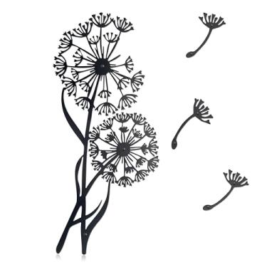 Imagem de Urbraneco 4 peças de decoração de parede de dente-de-leão de metal com sementes voadoras, decoração de parede natural, decoração de flor de primavera, ótimo presente para decoração de casa, sala de