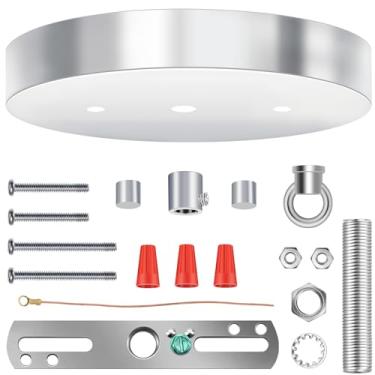 Imagem de MAYOMAJO Kit De Cobertura Teto 6" Com Placa Reposição Para Alta Resistência E Acessórios Montagem Luminárias, Lustres, Luminárias Pendentes Ou Projetos "Faça Você Mesmo" (Cromado)