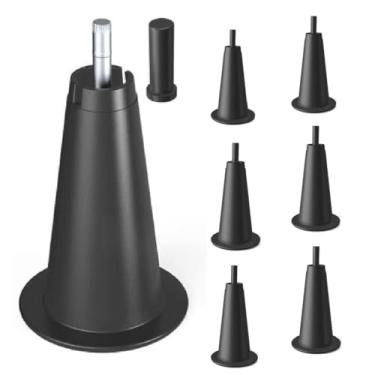 Imagem de New Rooms Direct 6 peças de elevação de estrutura de cama de 12 cm, pés de substituição de estrutura de cama de haste de aço resistente, serve para compartimentos internos de estrutura de cama de 1,5