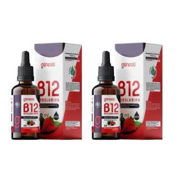 Imagem de Kit 2x Vitamina Sublingual B12 Metilcobalamina 30ml gotas Genesis - Bi