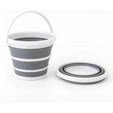 Imagem de Kit 2 Baldes Grande Retrátil Silicone 10l Dobrável Com Alça - Powermai