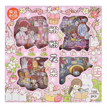 Imagem de Adesivos de menina de desenho fofo Kawaii - 100 folhas PET estética decoração diários suprimentos adesivos para álbum de balas de laticínios, agendas, calendários, capa de telefone laptop artesanato