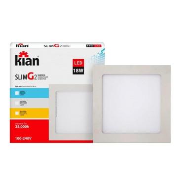 Imagem de Plafon Painel Kian Led Quadrado 22,5cm Sobrepor 18W Slim 6000K