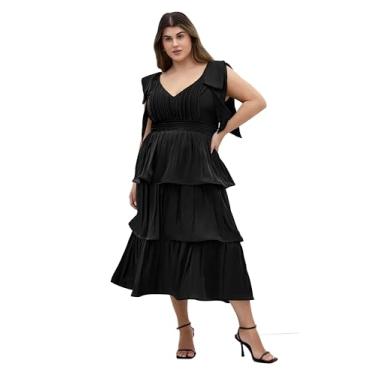 Imagem de City Chic Vestido feminino plus size - Betty Bow Midi, Preto, 46