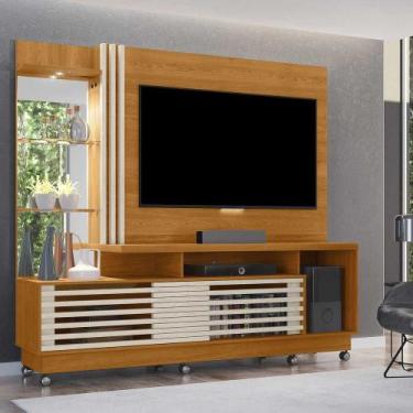 Imagem de Home Theater Stall 2 Portas 2 Prateleiras Iluminação LED até 60 Cinamo