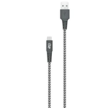 Imagem de Cabo Micro USB I2GO 1,5m 2,4A Nylon Trançado Preto E Branco - I2GO Plus