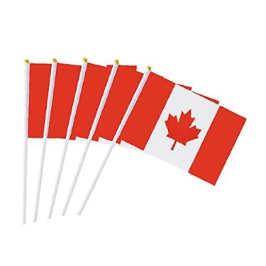 Imagem de 50 peças bandeira canadense 13 x 21 cm pequena bandeira portátil mini bandeira canadense