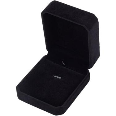 Imagem de SUNNYCLUE Caixa de joias de 7,6 cm caixa de colar de veludo preto única pequena pulseira pingente de viagem expositor organizador estojo octogonal para armazenamento de joias brinco noivado presentes