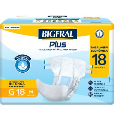 Imagem de Fralda Geriátrica Bigfral Plus Regular Econômica G 18  Unidades