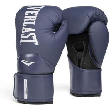 Imagem de Everlast Elite 2 Luvas de boxe | Luvas de treinamento profissional para homens e mulheres | Fecho de e ventilação de ajuste seguro | Bolsa pesada e treinamento Speedbag (400 ml | Azul-marinho)