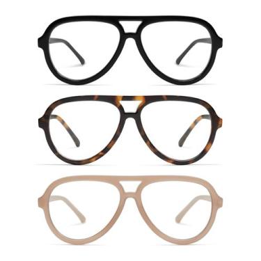 Imagem de Óculos de leitura AMOMOMA Retro Aviator Blue Light Block 1.75X