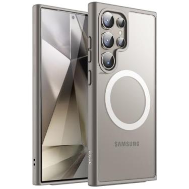 Imagem de JETech Capa Magnética para Samsung Galaxy S24 Ultra 5G, Compatível com MagSafe, Case Capinha para Translúcida Fosca Traseira à Prova de Choque (Titânio Cinza)