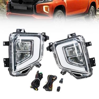 Imagem de JESYMBX Para Mitsubishi L200 / Triton 2019-2021 farol de luz de carro dianteiro luz de condução diurna conjunto de lâmpada de neblina