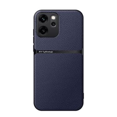 Imagem de Kepuch Capa para Oppo Reno 14 F (Intl) - Litchi Grano Case Placa de Metal Embutida - Azul