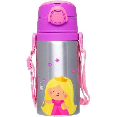 Imagem de Copo Infantil Garrafinha de Aluminio Garrafa com Canudo Princesa Buba 