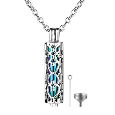 Imagem de OIDEA Colares de urna para cinzas: joia vintage de cremação de cilindro de girassol para cinzas humanas pingente de lembrança memorial, Aço inoxidável, aço inoxidável