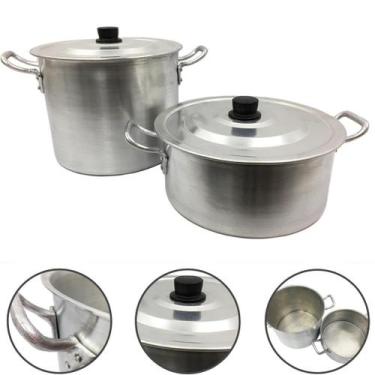 Imagem de Jogo de Caçarola e Caldeirão Panela Grande Industrial Alumínio Reforça