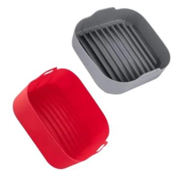Imagem de Kit 2 Formas de Silicone Quadradas para Airfryer e Forno – Antiaderentes, Reutilizáveis, Resistentes até 230 °C – Compatíveis com Air Fryer, Forno e Micro-ondas – Cores Sortidas