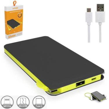 Imagem de Carregador Portátil Kaidi Power Bank 10.000mah 3 Saídas, Preto