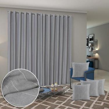 Imagem de Cortina 3M X 2,50M Com 4 Capas De Almofadas Tecido Rústico - PaulomCes