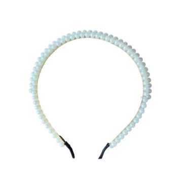 Imagem de Tiara Arco com Pérolas Branca Feminino Acessório 14cm - Blook