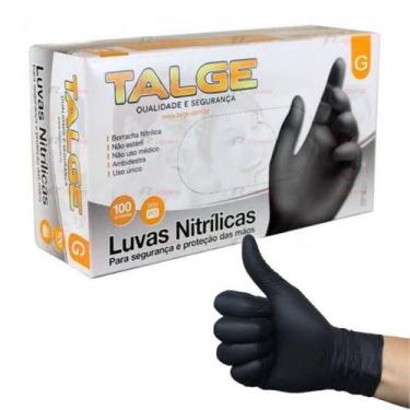 Imagem de Luva Nitrílica P e M Sem Pó Talge, Preta - caixa c/100 luvas, P