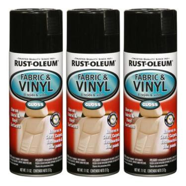 Imagem de Kit 3 Tinta Spray Rust Oleum Tecido Couro Vinil Rust Oleum, Preto Bril