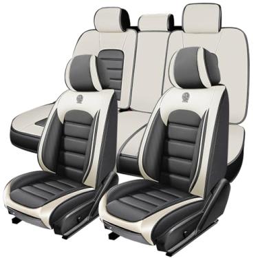 Imagem de AFUNTIO Capas de assento de couro para a maioria dos carros, veículos terrestres, SUV, conjunto completo de capas de assento de carro, protetores de assento à prova d'água, capas de assento