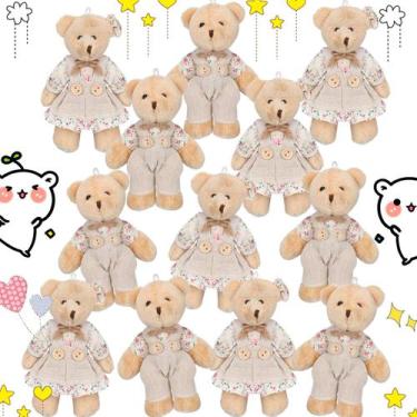 Imagem de Mini Ursos de Pelúcia Skylety (12 Unidades) - 10cm com Roupas de Estop