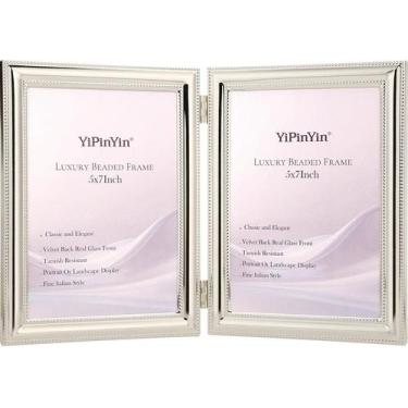 Imagem de Moldura para fotos Yipinyin Elegant banhada a prata 13x18cm dupla