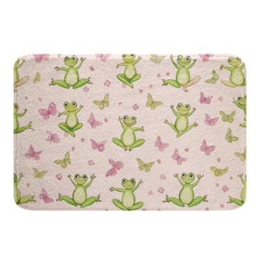 Imagem de Feelyou Tapetes de banheiro sapo 50,8 x 81,3 cm fofos tapetes de banho para banheira de chuveiro para meninos meninas adolescentes tapetes de banho borboleta para banheiro rosa verde acessórios de