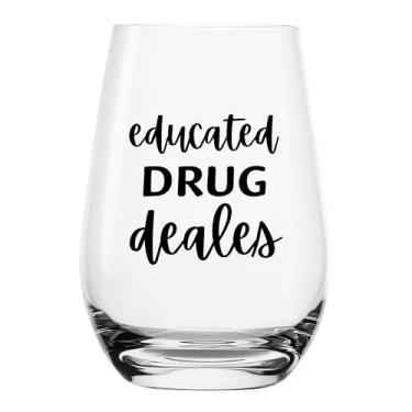 Imagem de YJXIN Copo de vinho engraçado sem haste educado ofertas de medicamentos presentes de farmacêutico para mulheres farmácia tecnologia farmácia estudante graduação presente Pharm School Aceitação para