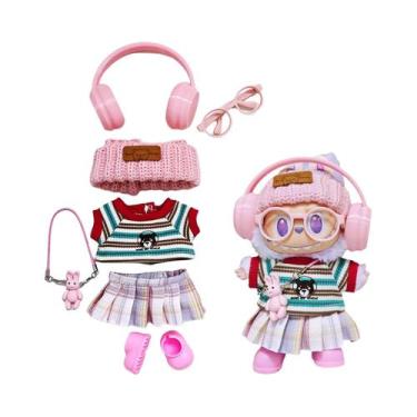 Imagem de Macacão De Tecido Rosa Labubu Para Bebês De 15cm-17cm, Acompanhado De 