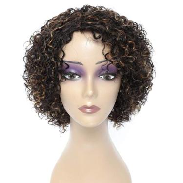 Imagem de Peruca HUA Human Hair 20cm curta encaracolada para mulheres negras
