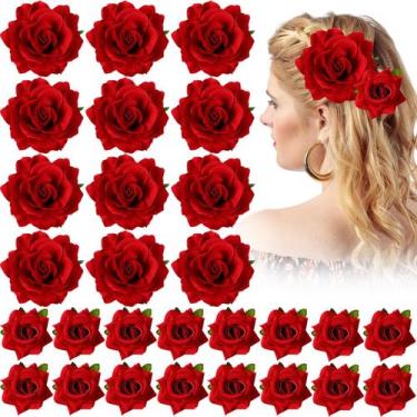 Imagem de Clipe de cabelo Flower Waydress, 30 pacotes, Red Bridal Wedding
