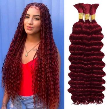 Imagem de Cabelo trançado humano a granel AKONSOUL Deep Wave 20 polegadas 330g