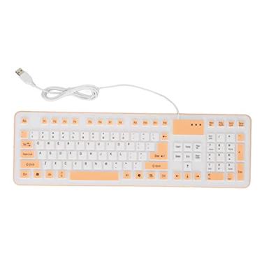Imagem de Teclado de Silicone Dobrável à Prova D'água à Prova de Poeira USB Com Fio Silencioso 106 Teclas para PC Laptop Estudantes Trabalhando (Laranja)