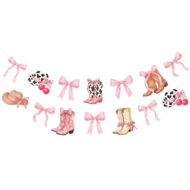 Imagem de Faixa de arco de bota de vaqueira para temas de bonecas da moda, temas de spa e princesa, decorações rosa para meninas, adultos | Feliz aniversário, despedida de solteira vaqueira