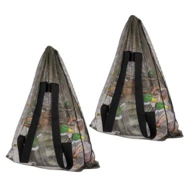 Imagem de Klmnop Pacote com 2 bolsas de malha para chamariz, bolsa de 76 cm x 94 cm com alças de ombro para ganso/peru/pombo/aves aquáticas, mochila leve de armazenamento para caça (verde)