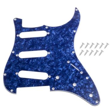 Imagem de DIAO79NI Pickguard SSS Strat de 11 furos para guitarra elétrica Fender USA/Mexican Made Standard Stratocaster estilo moderno, Blue Pearl, 4ply.